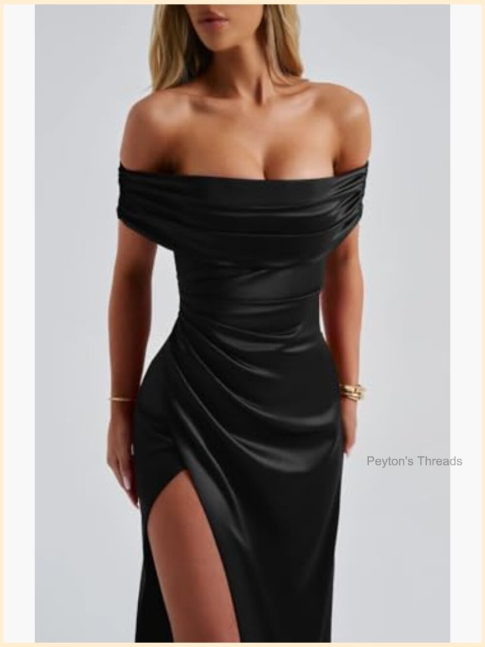 Elegant Off Shoulder High Split Bodycon Maxi Dress for Evening Wedding Guest - Picture 4 of 7